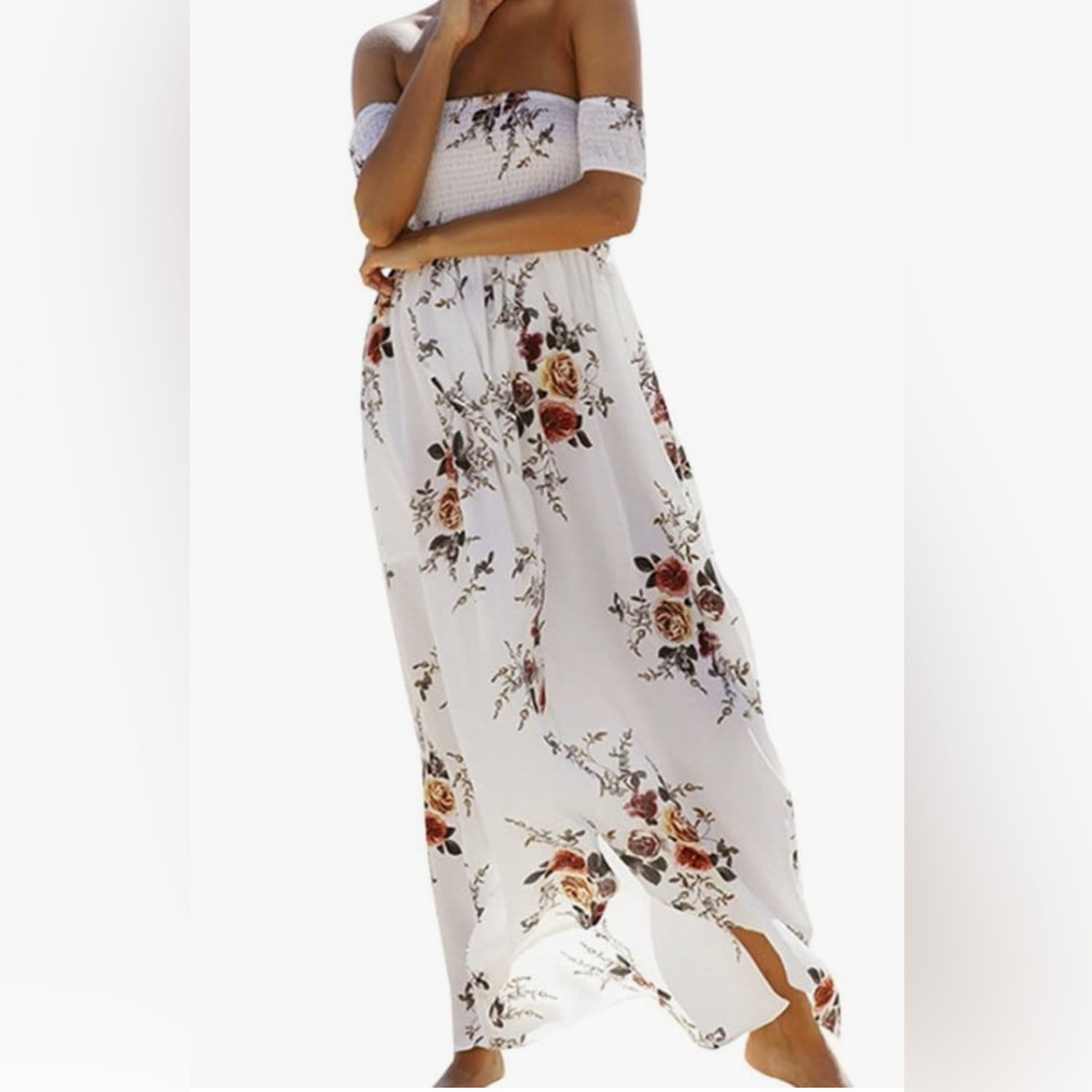 Floral Off The Shoulder Split Chiffon Maxi Dress | Size: M | NWOT